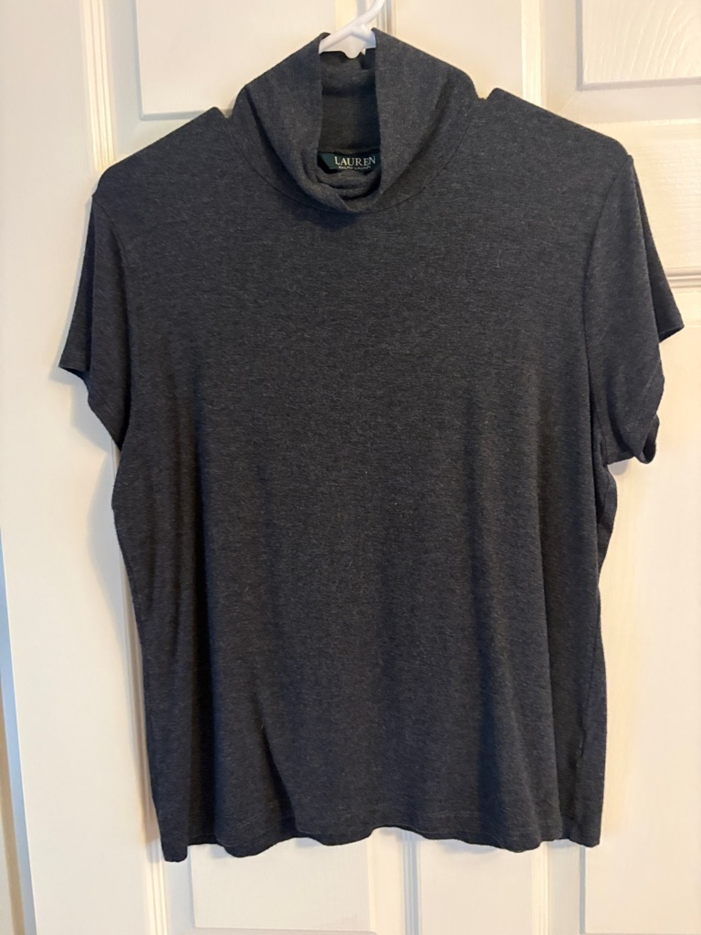 Ralph Lauren Charcoal Short-Sleeve Turtleneck Top, size XL